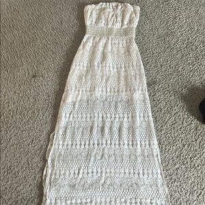 Elegant White Lace Strapless Dress